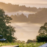 Combe Grove Valley view - sunrise with mist over the Limpley Stoke valley