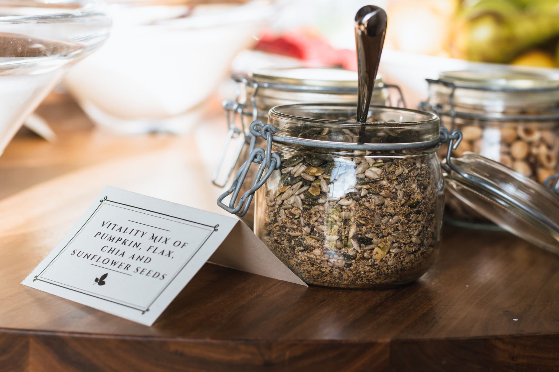 Vitality mix of pumpkin, flax, chai and sunflower seeds- Brunch at Combe Grove